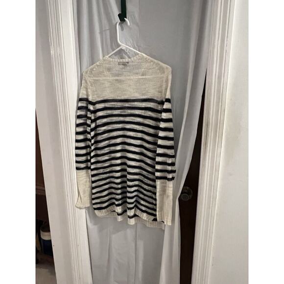 J Crew Open Knit Blue White Striped Wool Mohair Blend Sweater Tunic Sz M - Picture 6 of 6
